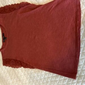 White House Black Market Lace Sleeve Tank Top - Rust Red